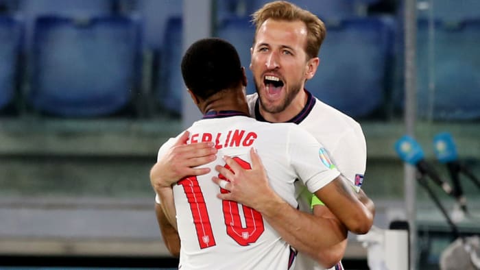 England's Raheem Sterling and Harry Kane